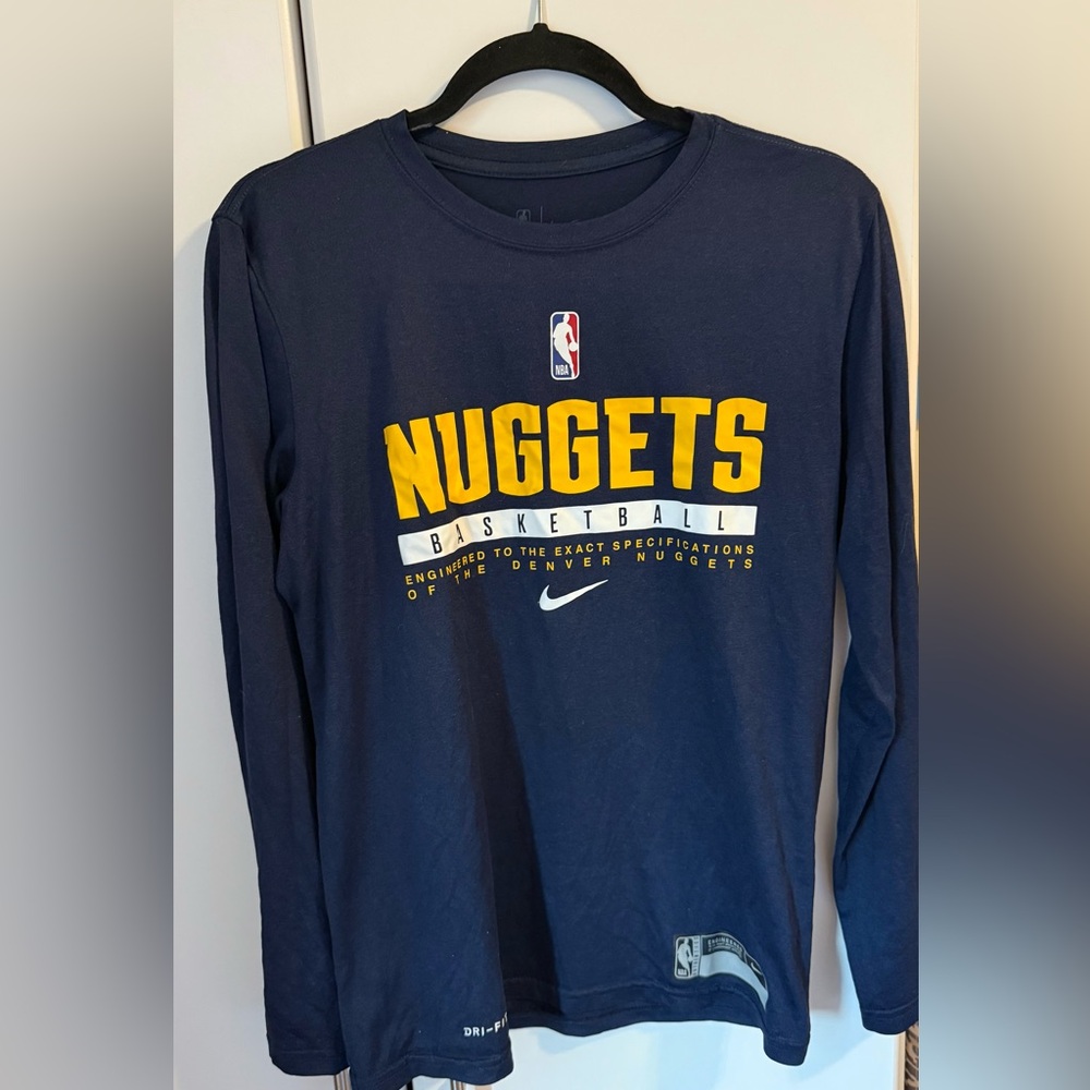 NBA Denver Nuggets Long Sleeve Shirt - Navy and Yellow